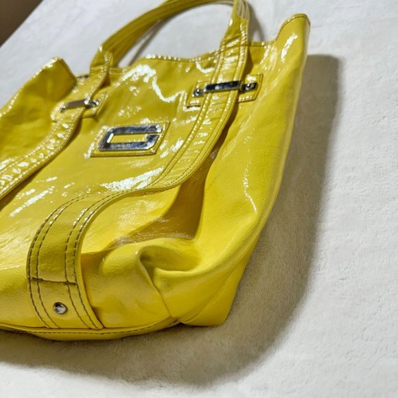 GUESS Large Tote Bag Bright Shiny Yellow with a Slight Water Stain - Fashionable - Picture 10 of 16